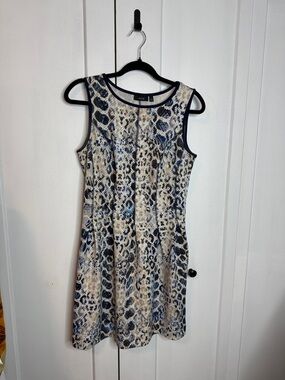 Apt. 9 |Small | Navy & Cream Snake-Print Sleeveless A-Line Dress Fit & Flare
